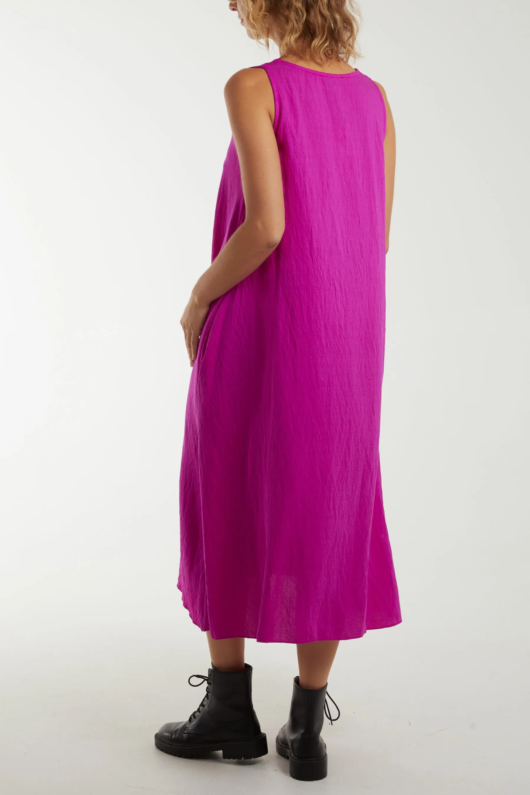 A Line Sleeveless Midi Dress
