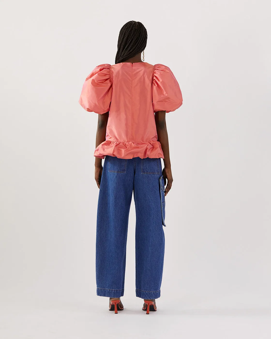 Alara Blouse Silk Taffeta Coral