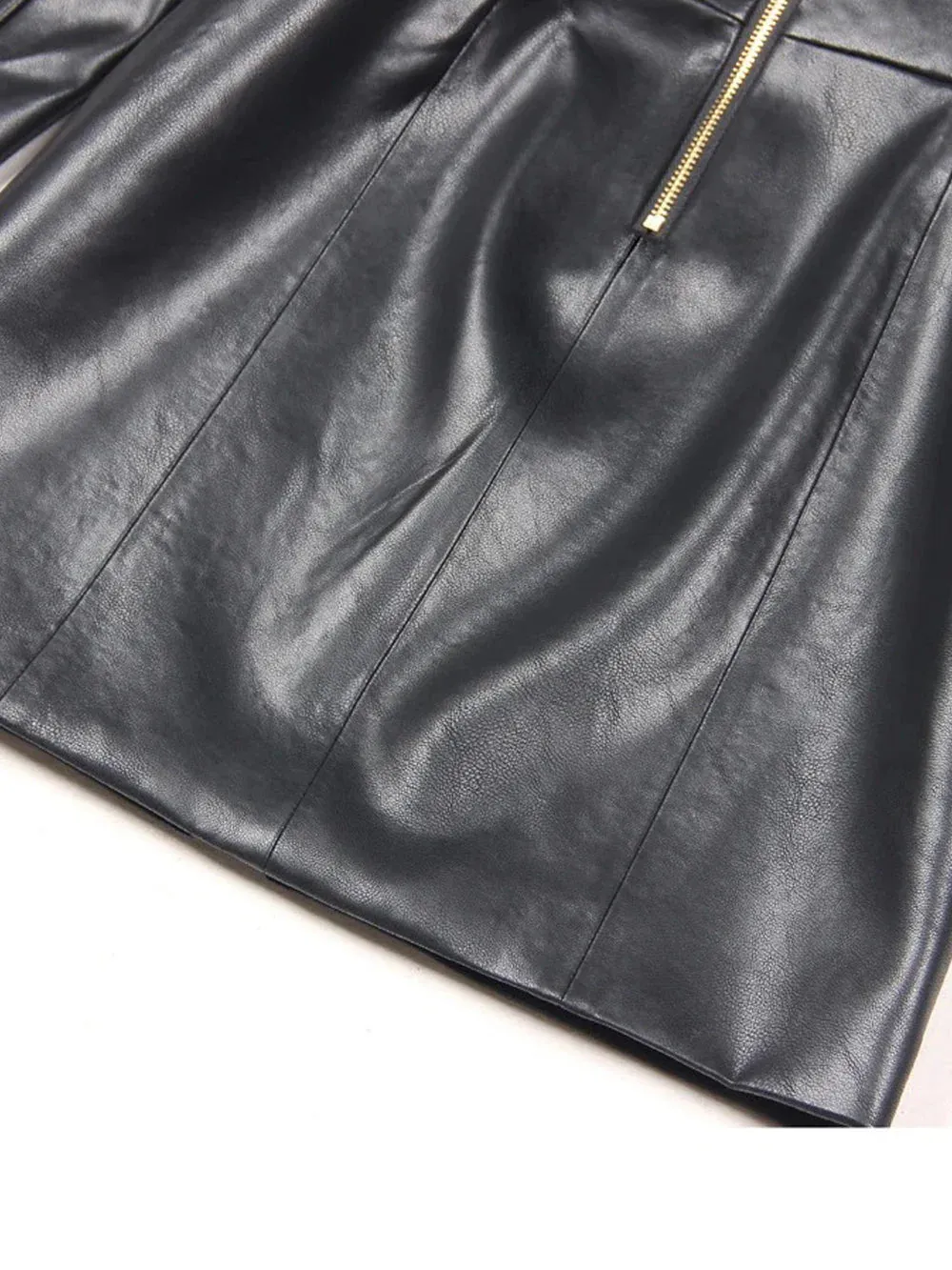 Black Leather Gold Button Blazer Dress