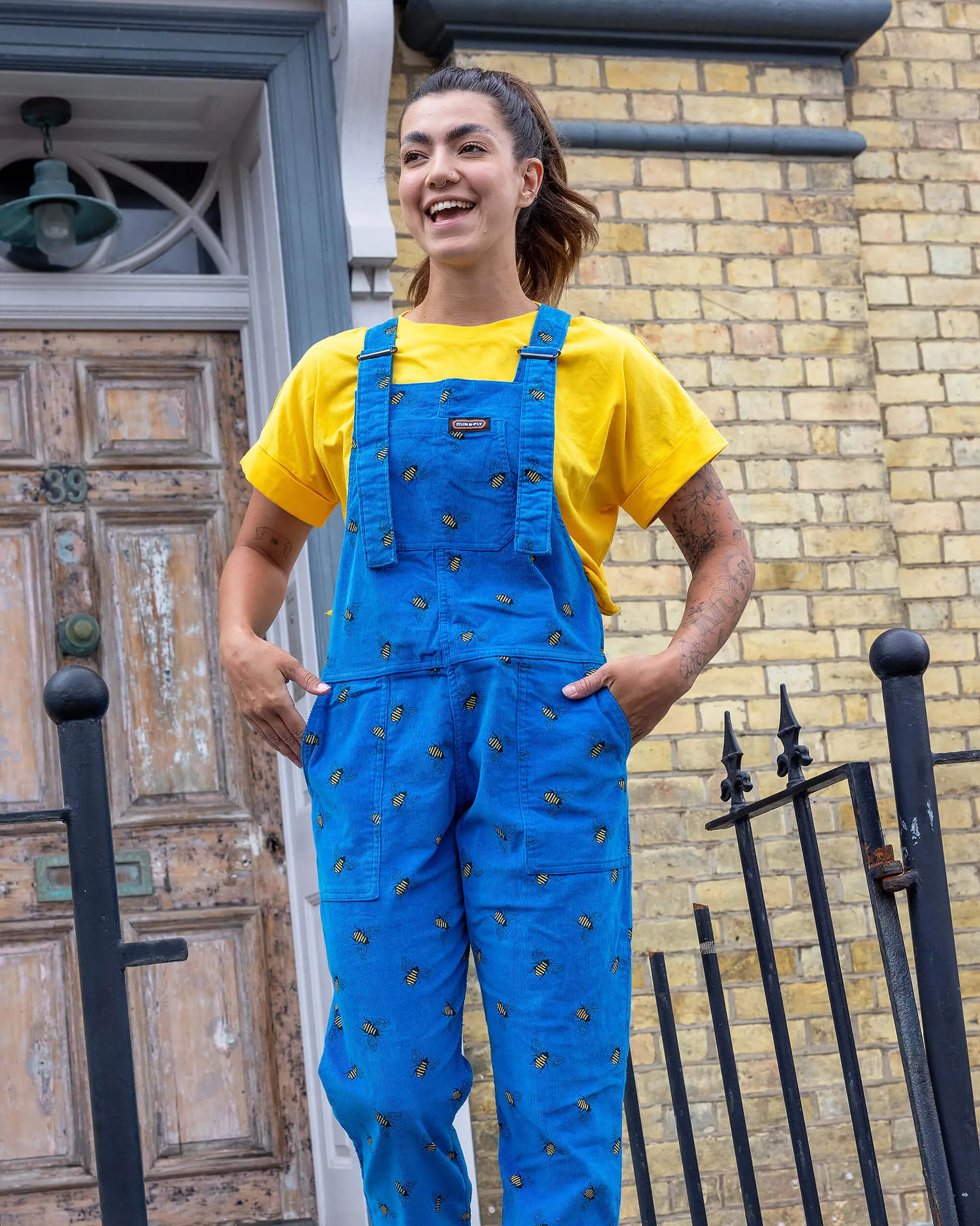 Blue Corduroy Dunga Bee Dungarees