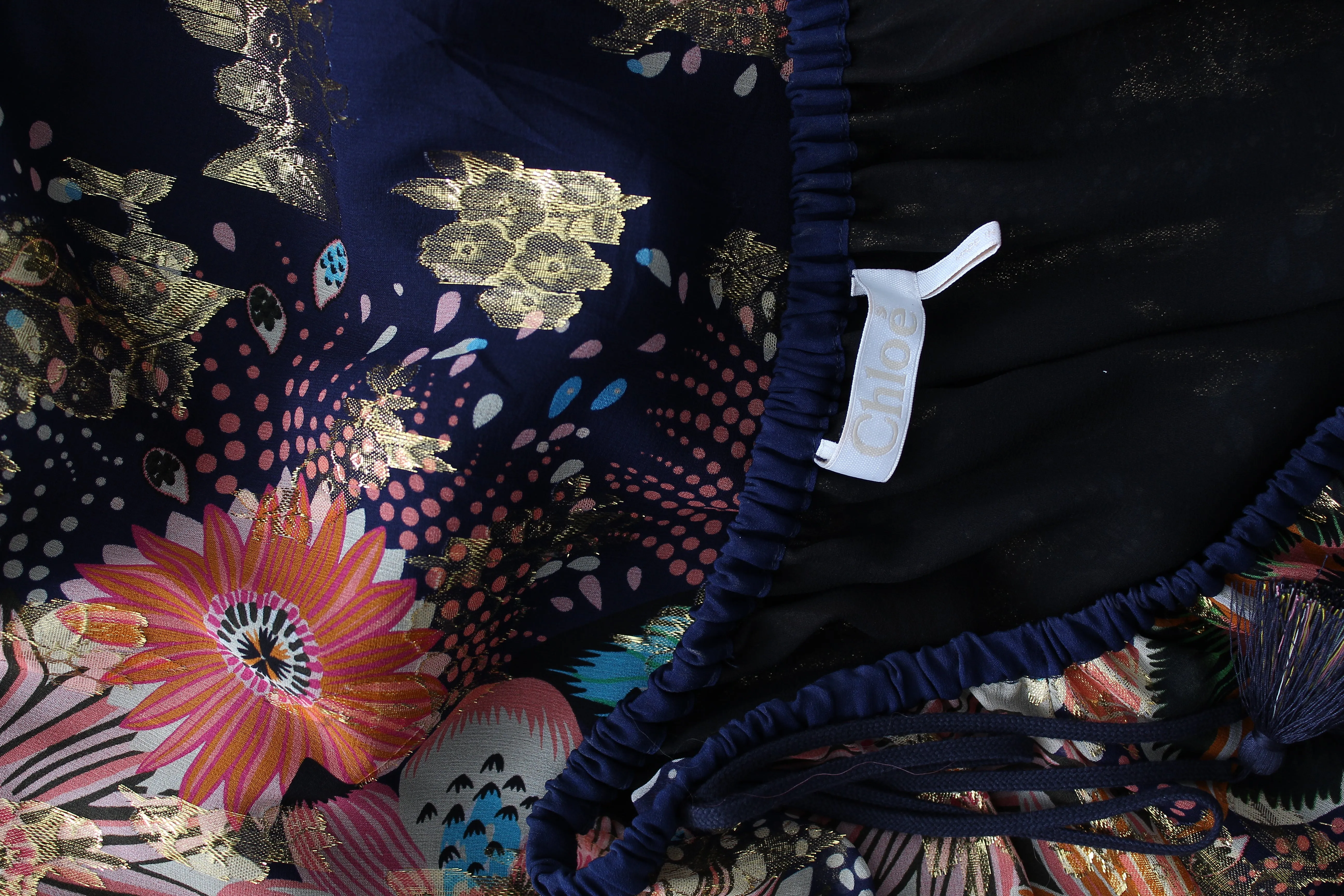 Chloe Off-the-shoulder Floral-Printed Metallic-Jacquard Silk Blouse
