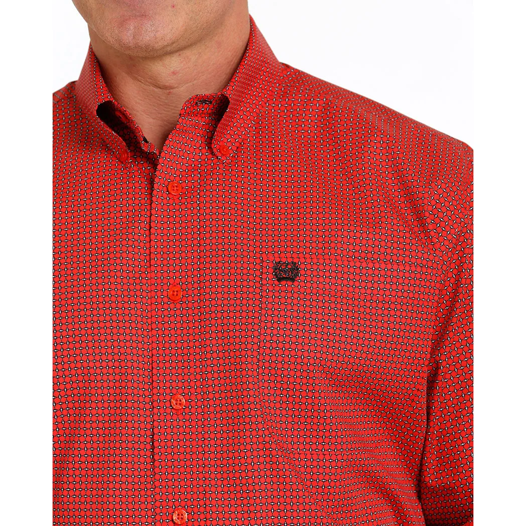 Cinch Men's Red Patterned Long Sleeve