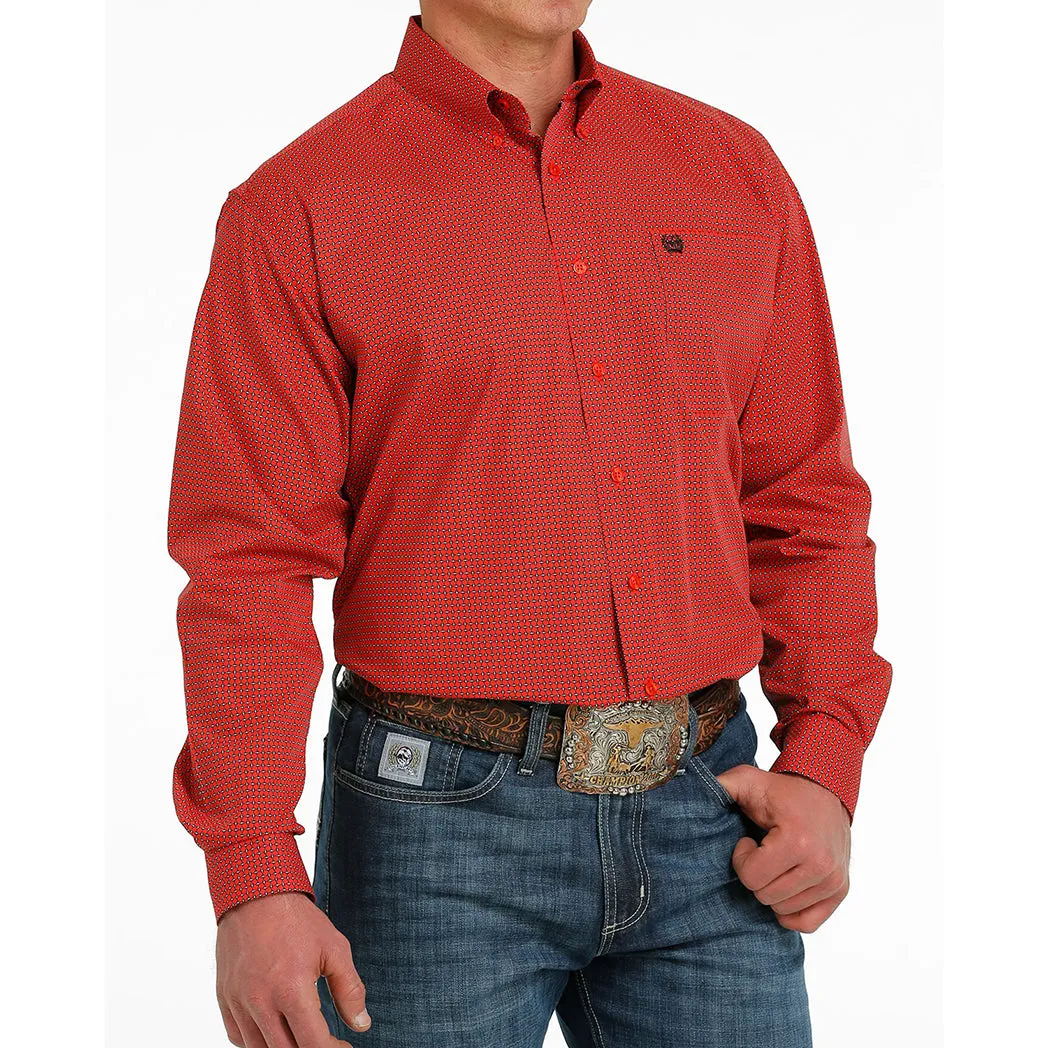 Cinch Men's Red Patterned Long Sleeve
