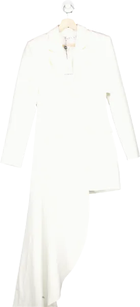 Club L London White Tailored Blazer Mini Dress with Asymmetric Hem UK 6