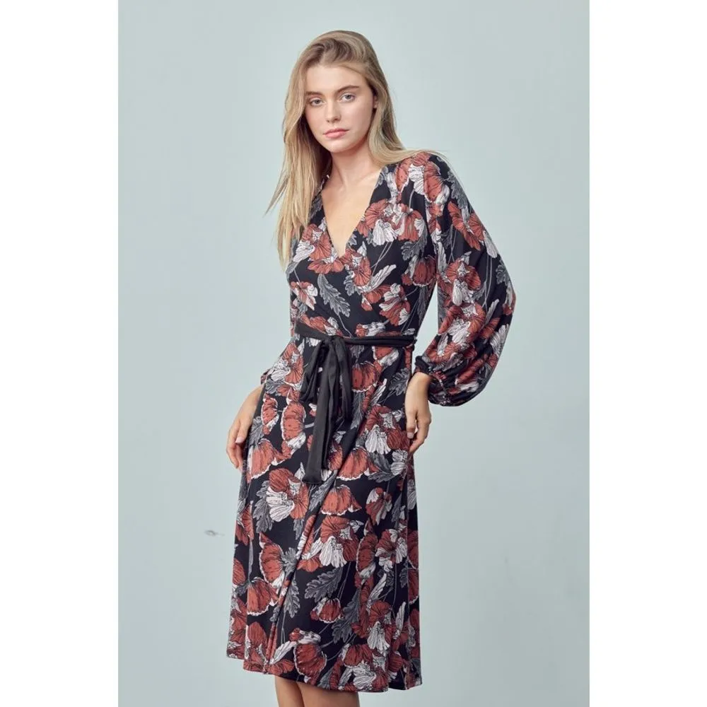 Coraline - Tropical Floral Print Wrap Dress