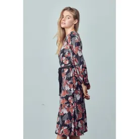 Coraline - Tropical Floral Print Wrap Dress