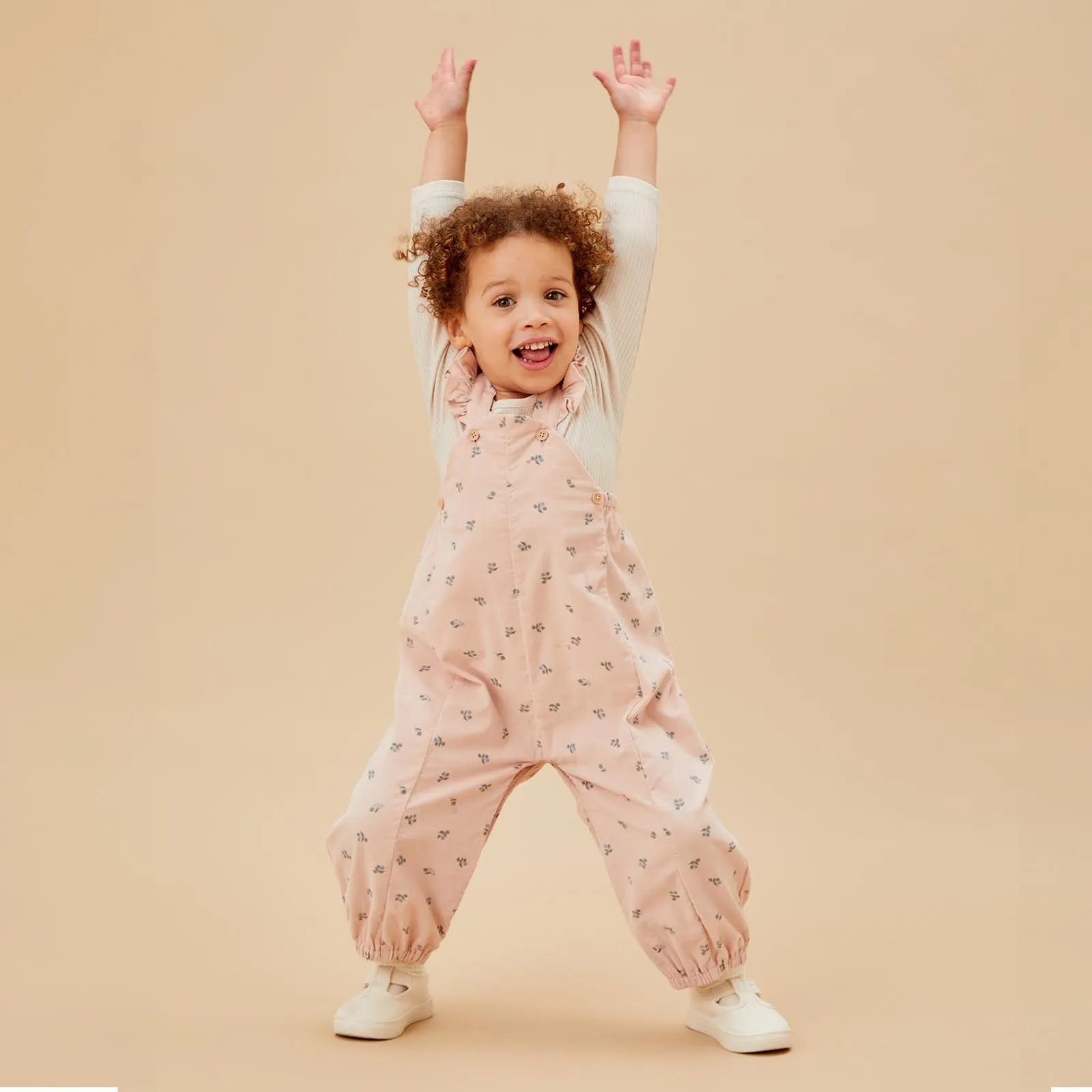 Floral Frilled Corduroy Dungarees & Bodysuit Outfit