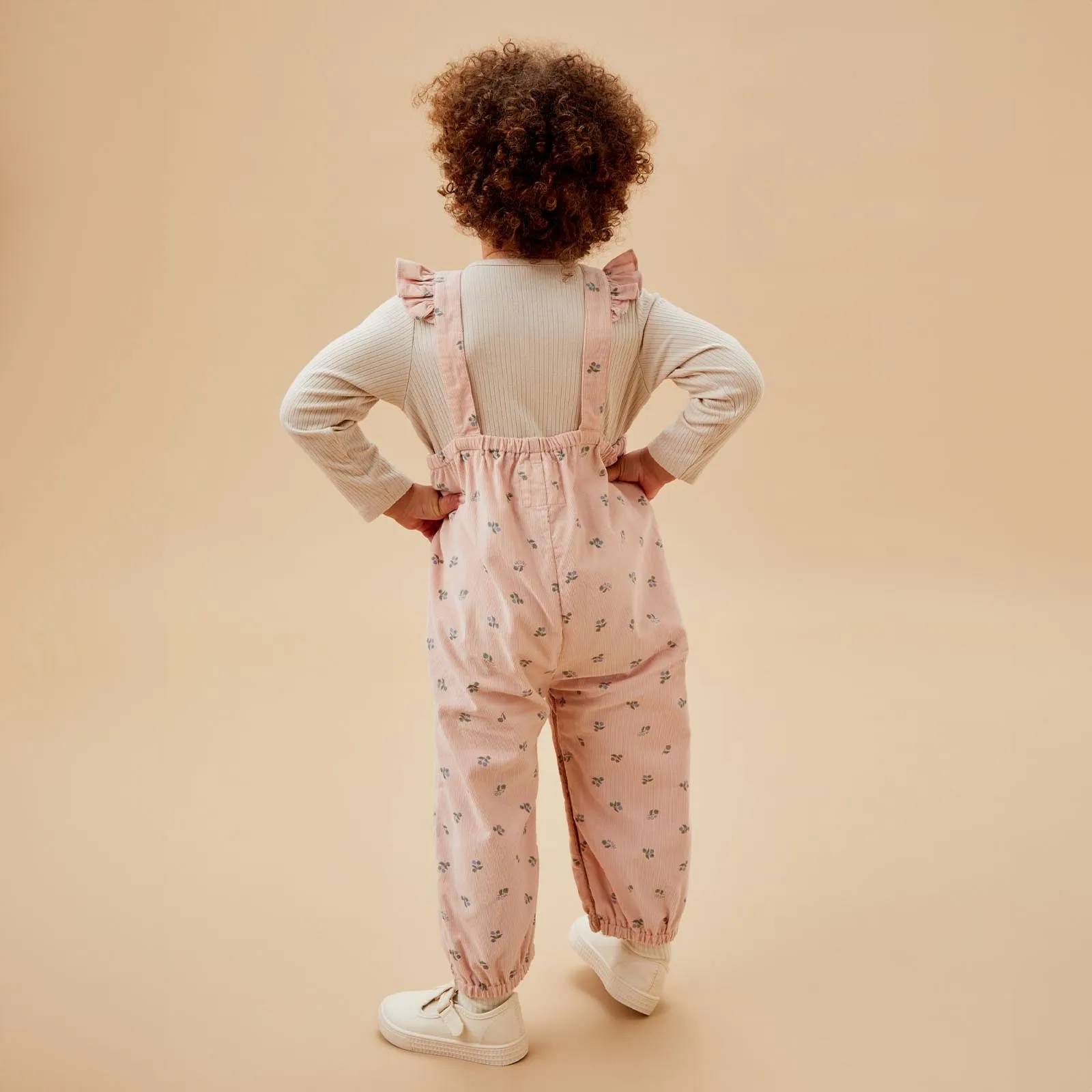 Floral Frilled Corduroy Dungarees & Bodysuit Outfit