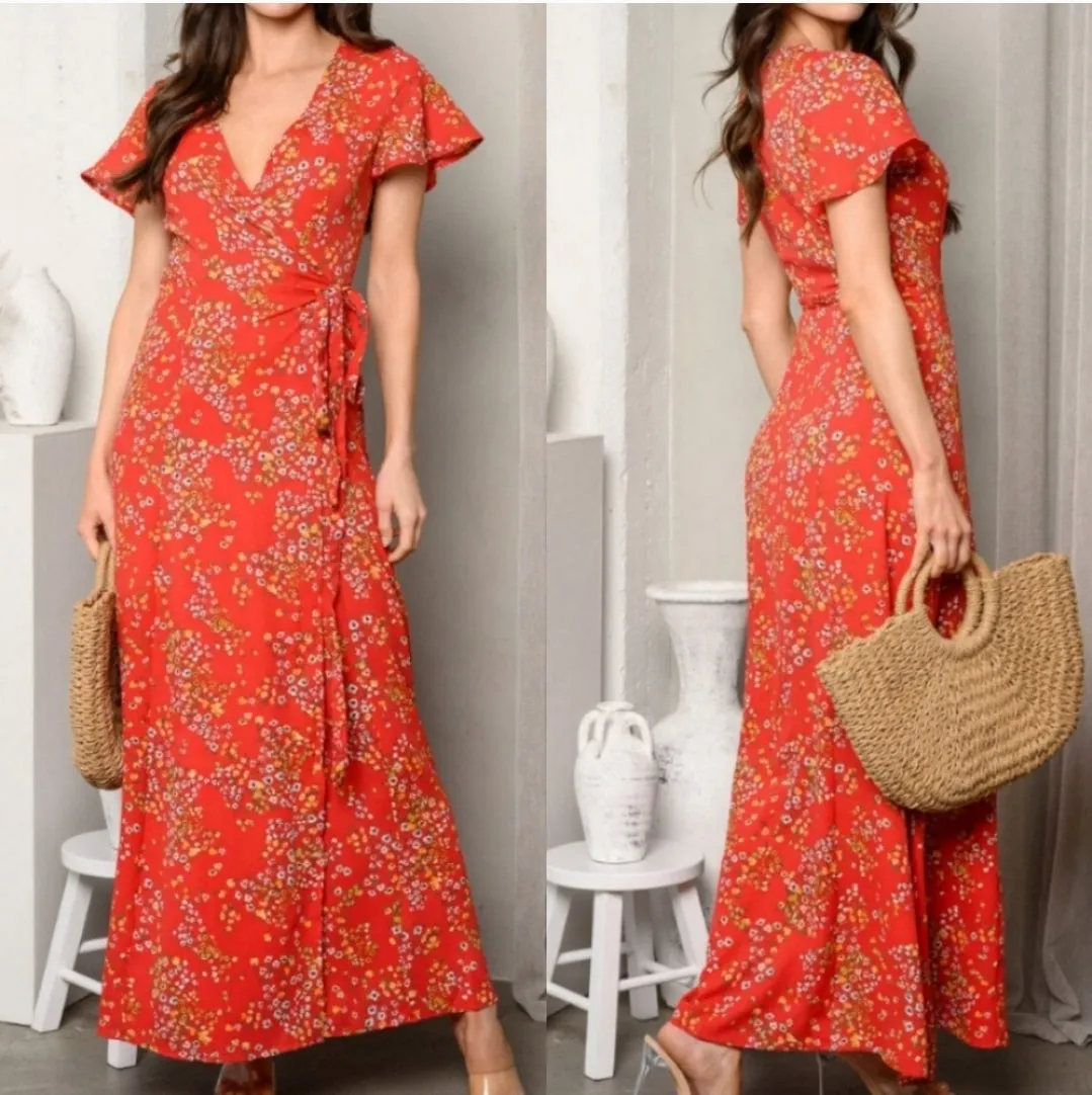 Floral Wrap Maxi Dress