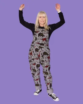 Grey Adventure Dinosaur Stretch Corduroy Dungarees
