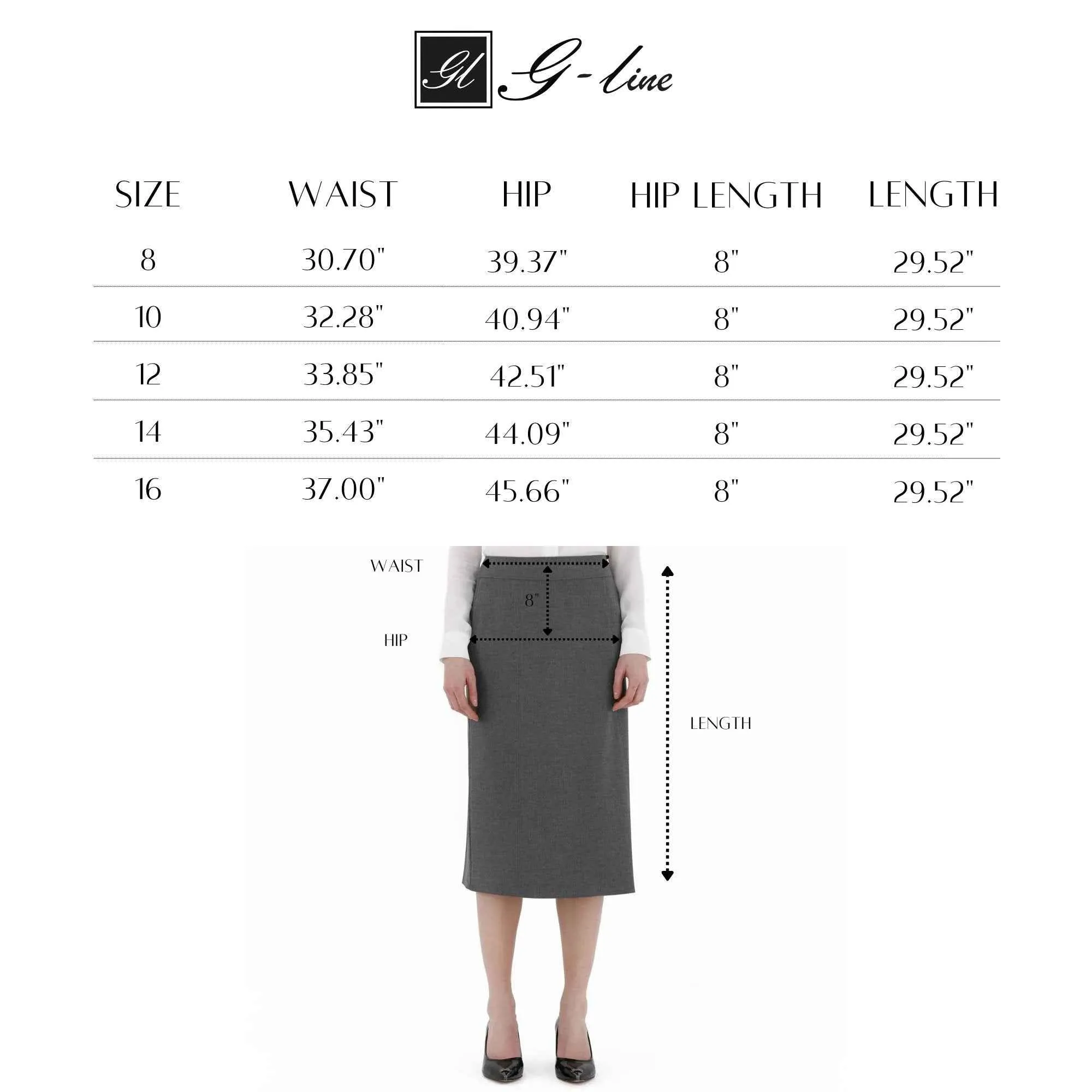 Grey Straight A-Line Midi Skirt