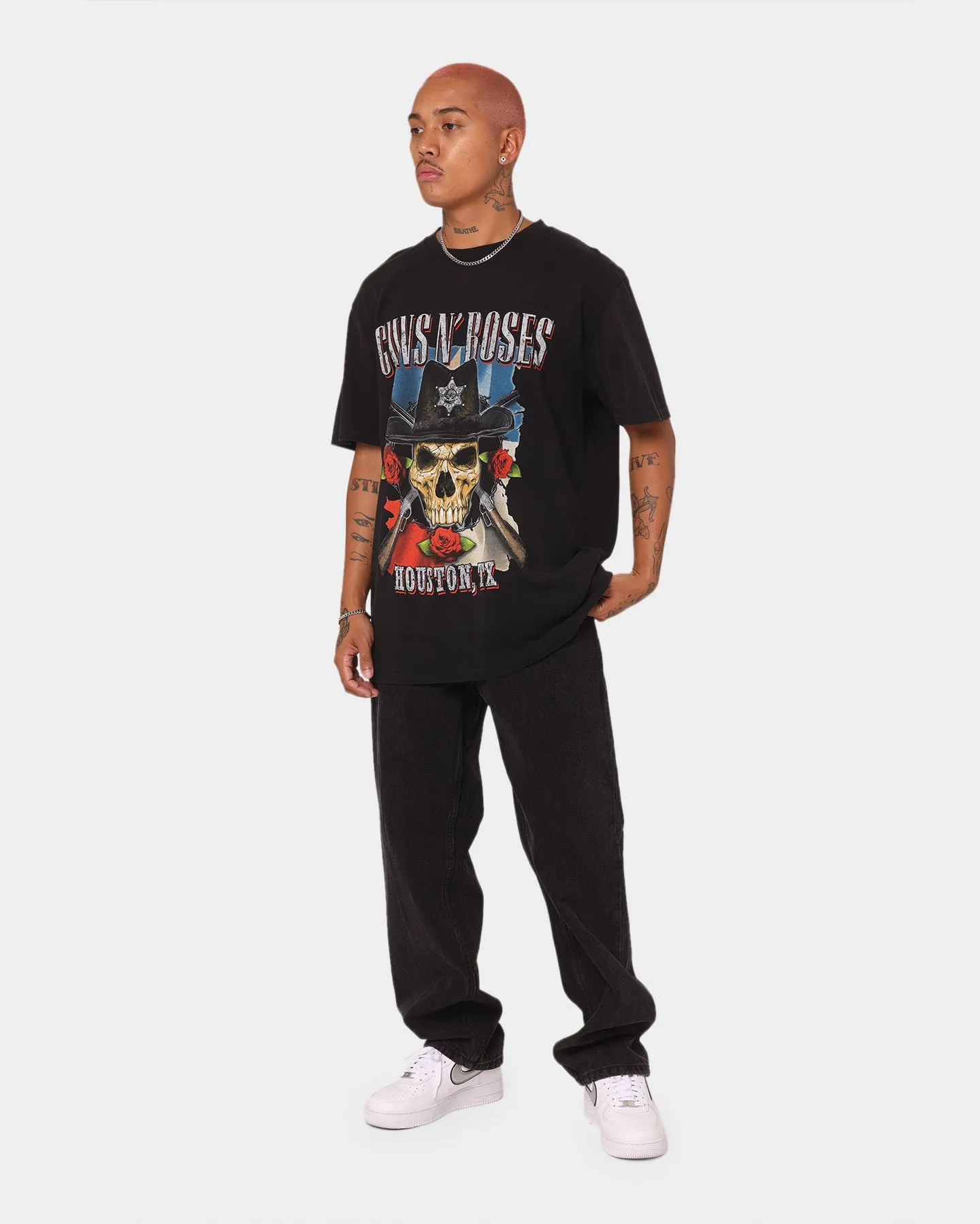 Guns N Roses Houston Skull T-Shirt Washed Black