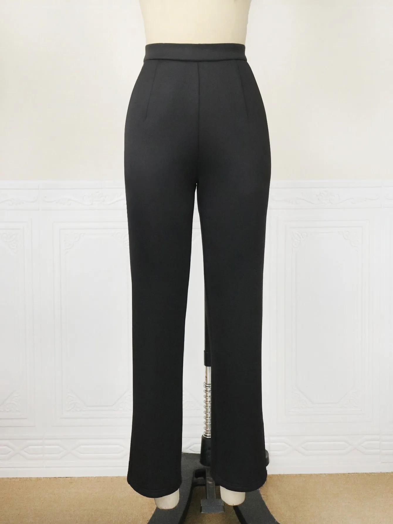 High Waist Cropped Casual Office Pants with Pockets
