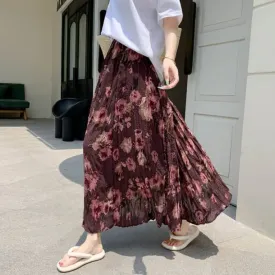 High Waist Floral Print Midi