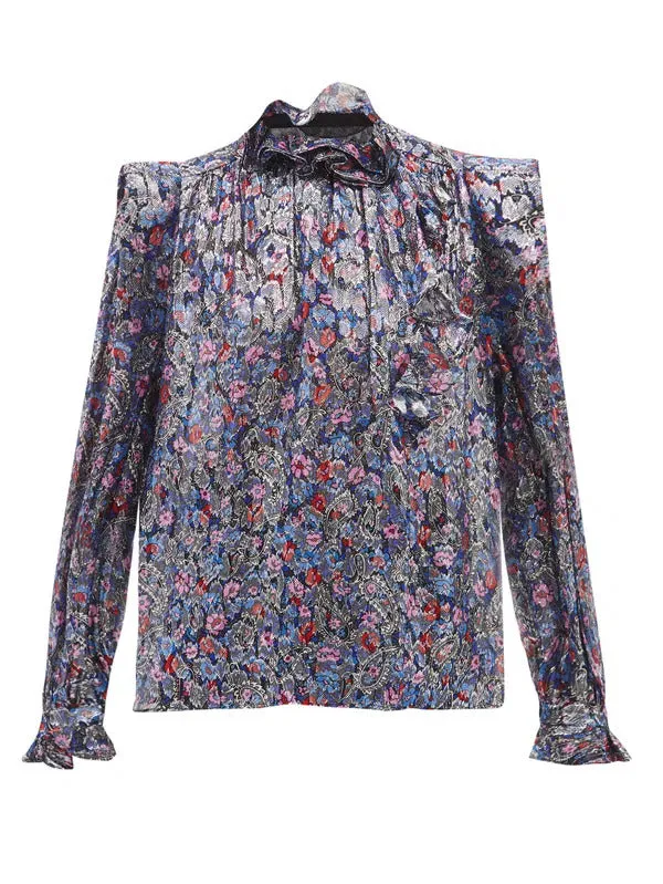 Isabel Marant Chandraya Silk Metallic Printed Blouse
