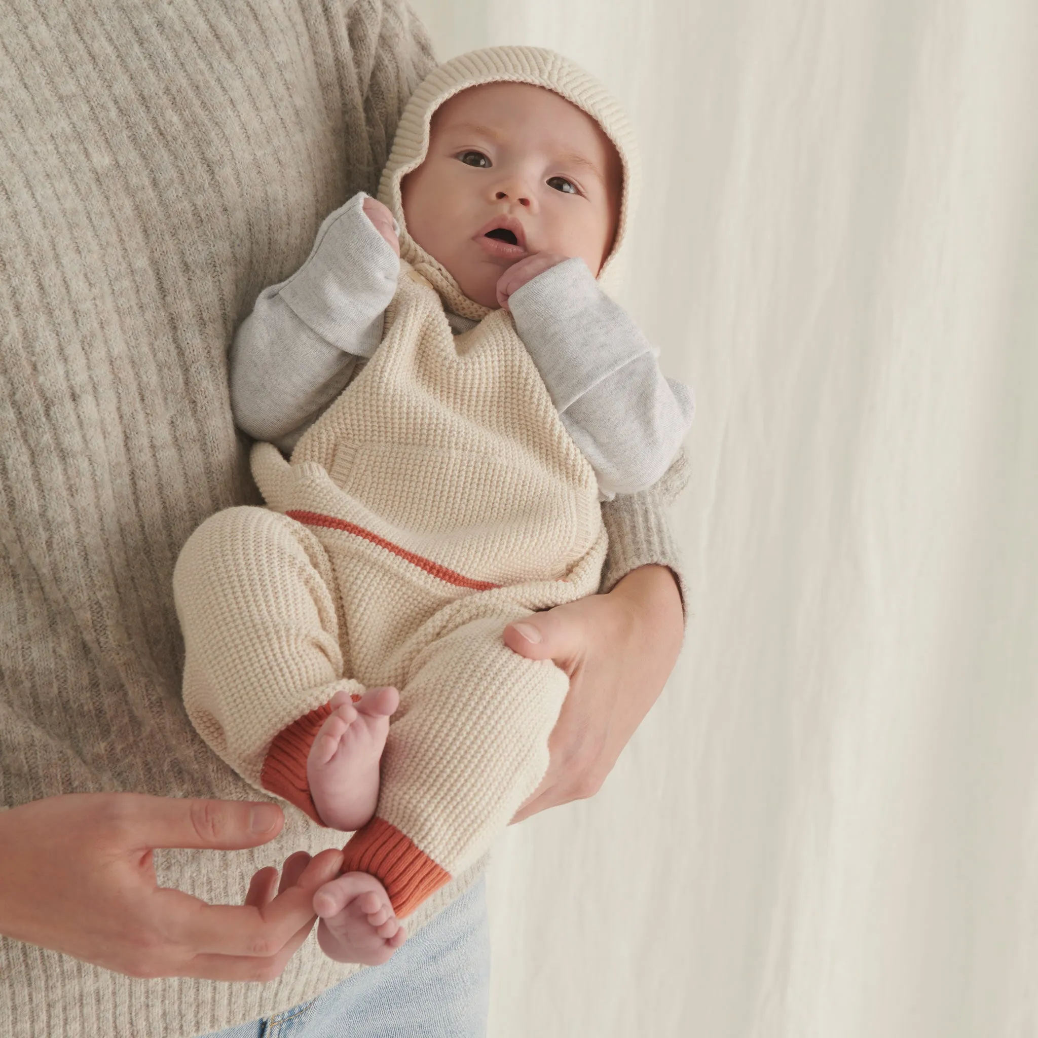 Knitted Pocket Dungarees & Rollneck Bodysuit Outfit