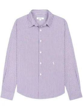 logo-embroidered striped cotton shirt