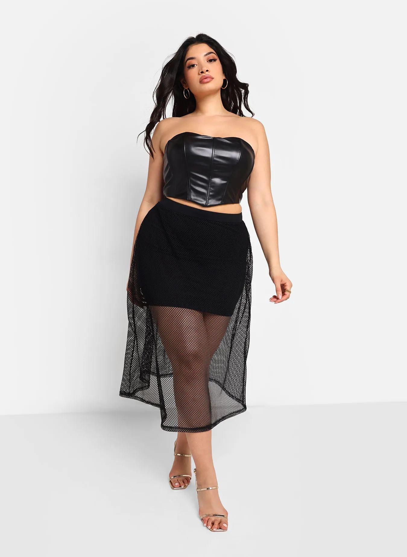 Moira Mesh Overlay Midi A Line Skirt