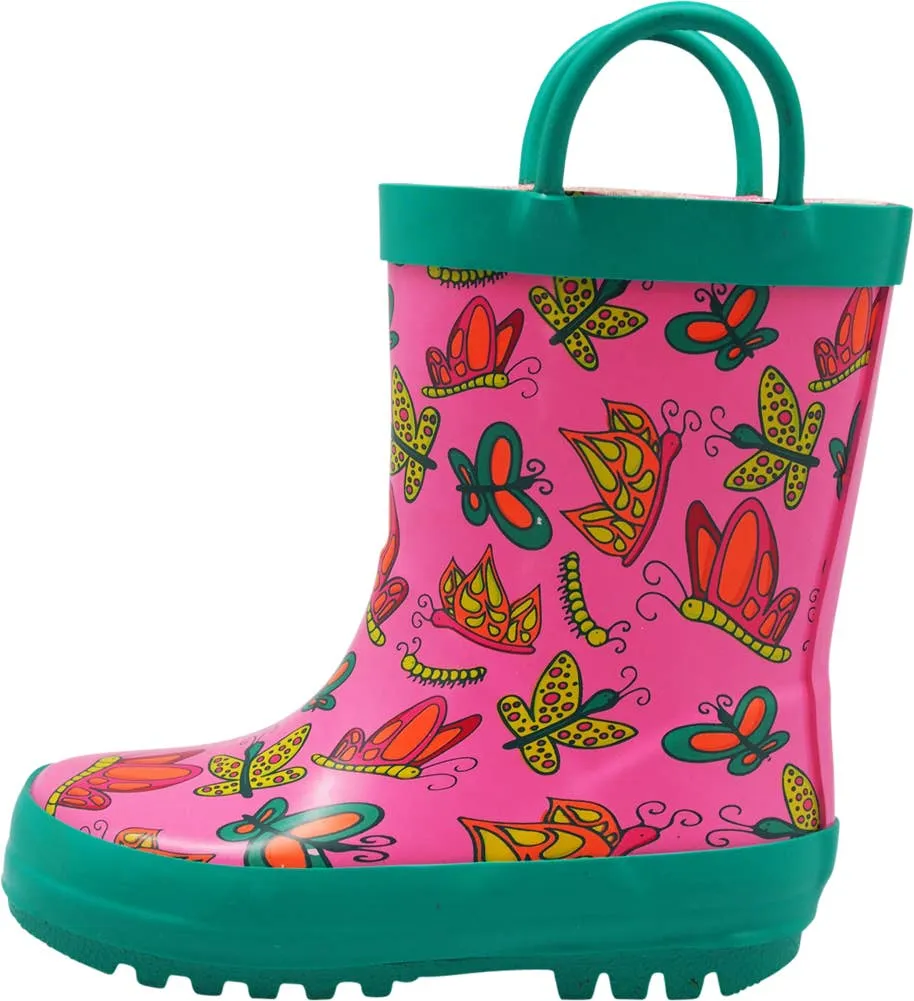 Norty Girls 11-3 Butterfly Rubber Rain Boot 16491