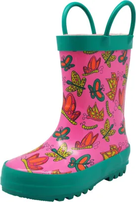 Norty Girls 11-3 Butterfly Rubber Rain Boot 16491