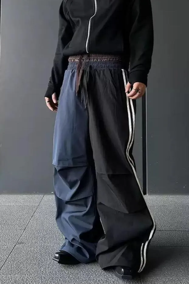 Pleated Striped Wide Track Pants