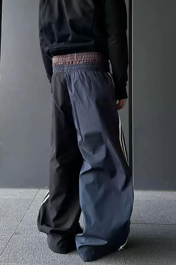 Pleated Striped Wide Track Pants