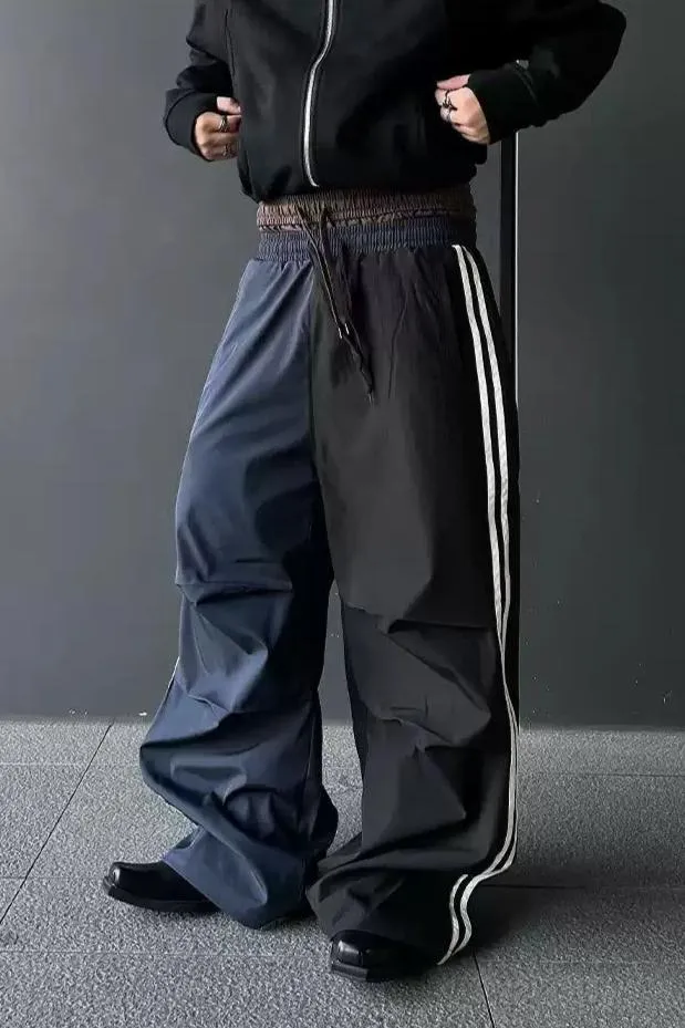 Pleated Striped Wide Track Pants
