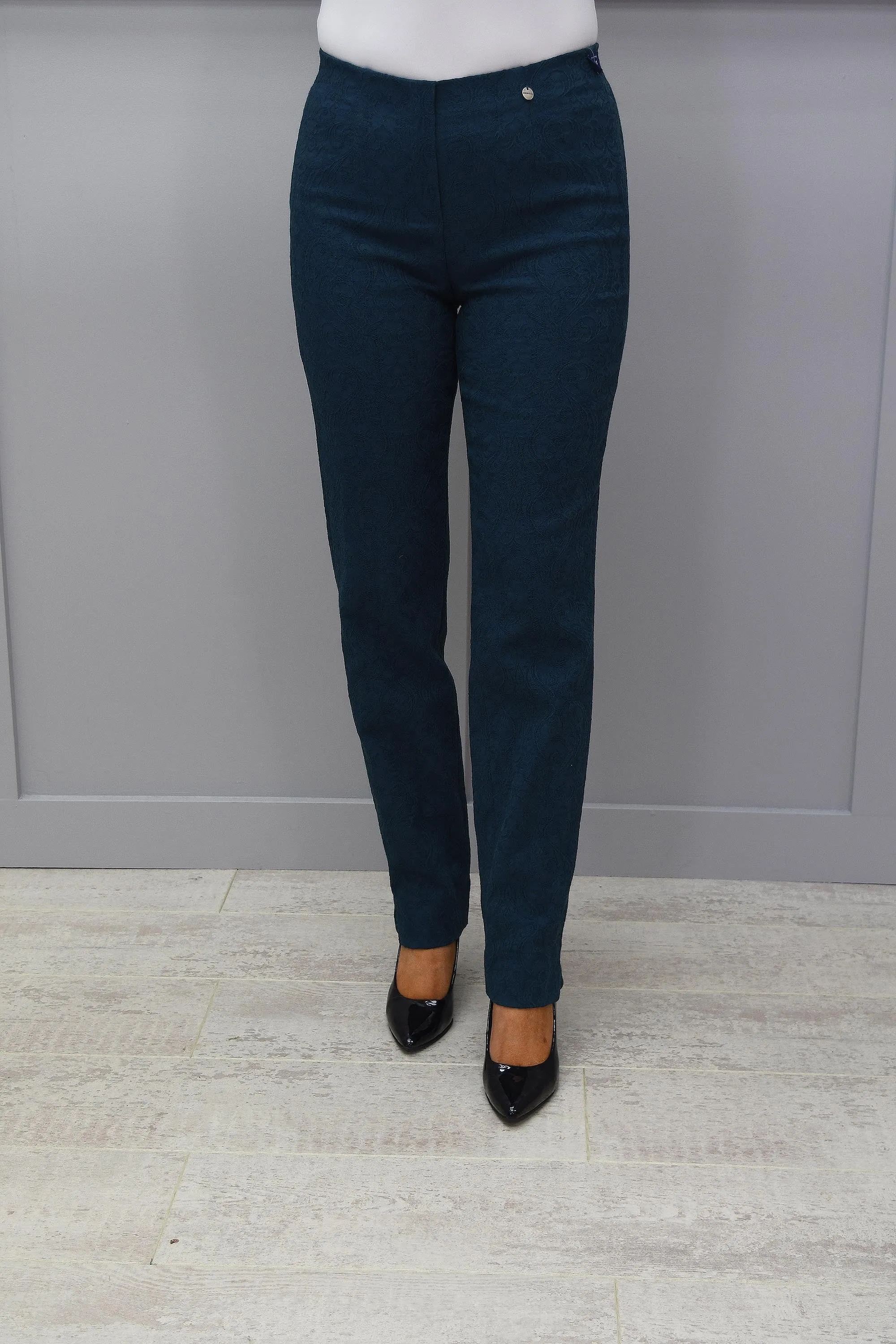 Robell Marie Teal Jacquard Trousers - 51412 54145 76