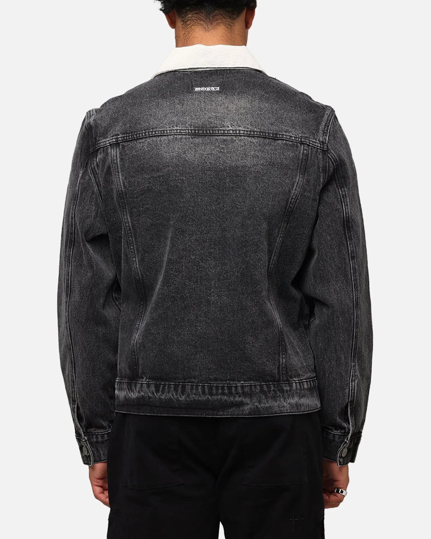 Saint Morta Gothic Distressed Denim Jacket Black Shadow