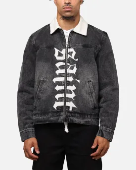 Saint Morta Gothic Distressed Denim Jacket Black Shadow