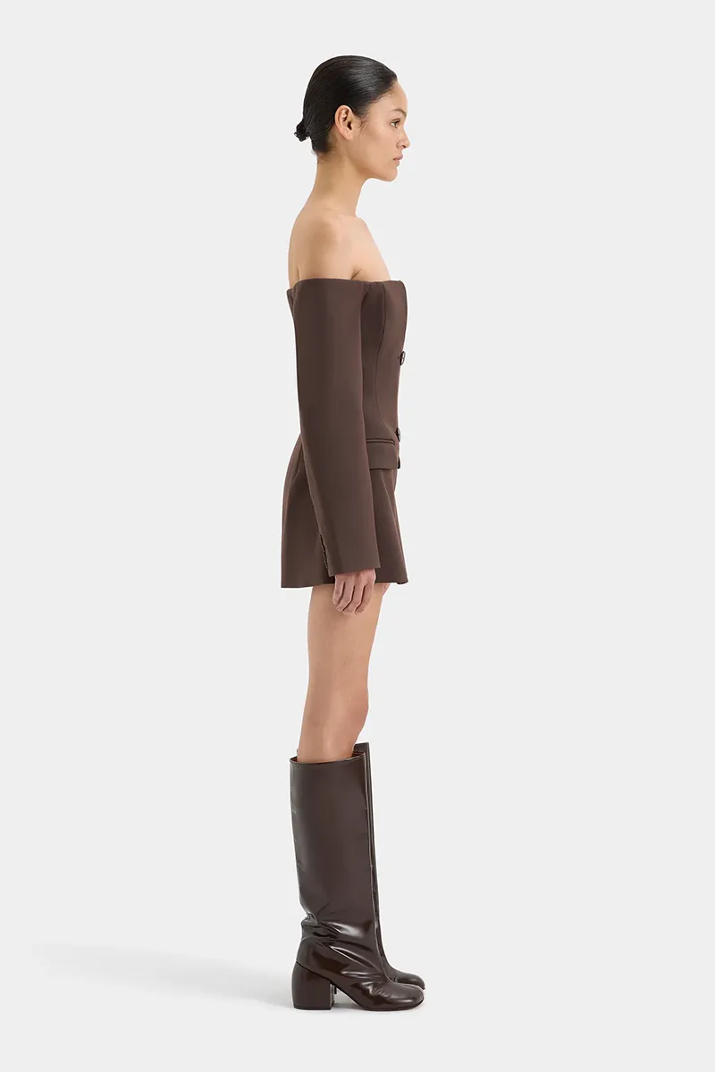 Sandrine Tailored Mini Dress Chocolate