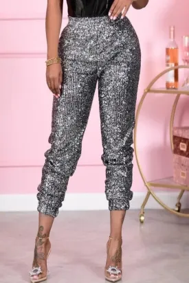 Sequins Skinny High Waist Pencil Trousers