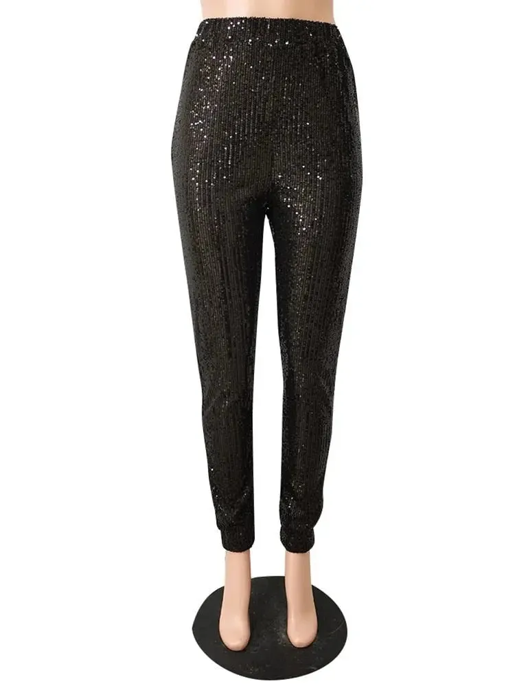Sequins Skinny High Waist Pencil Trousers