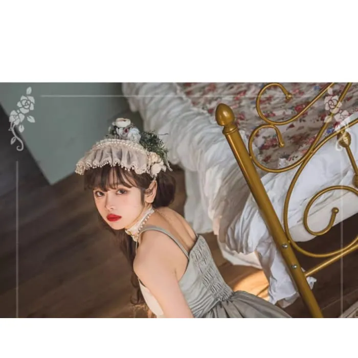 Spaghetti Lolita Strap Rabbit Print Midi A-Line Dress / Petticoat Skirt / Short-Sleeve Dotted Ruffle Lace Trim Light Jacket / Socks / Set