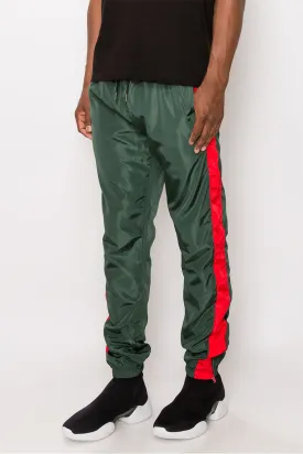 Striped Windbreaker Track Pants - Green/Red