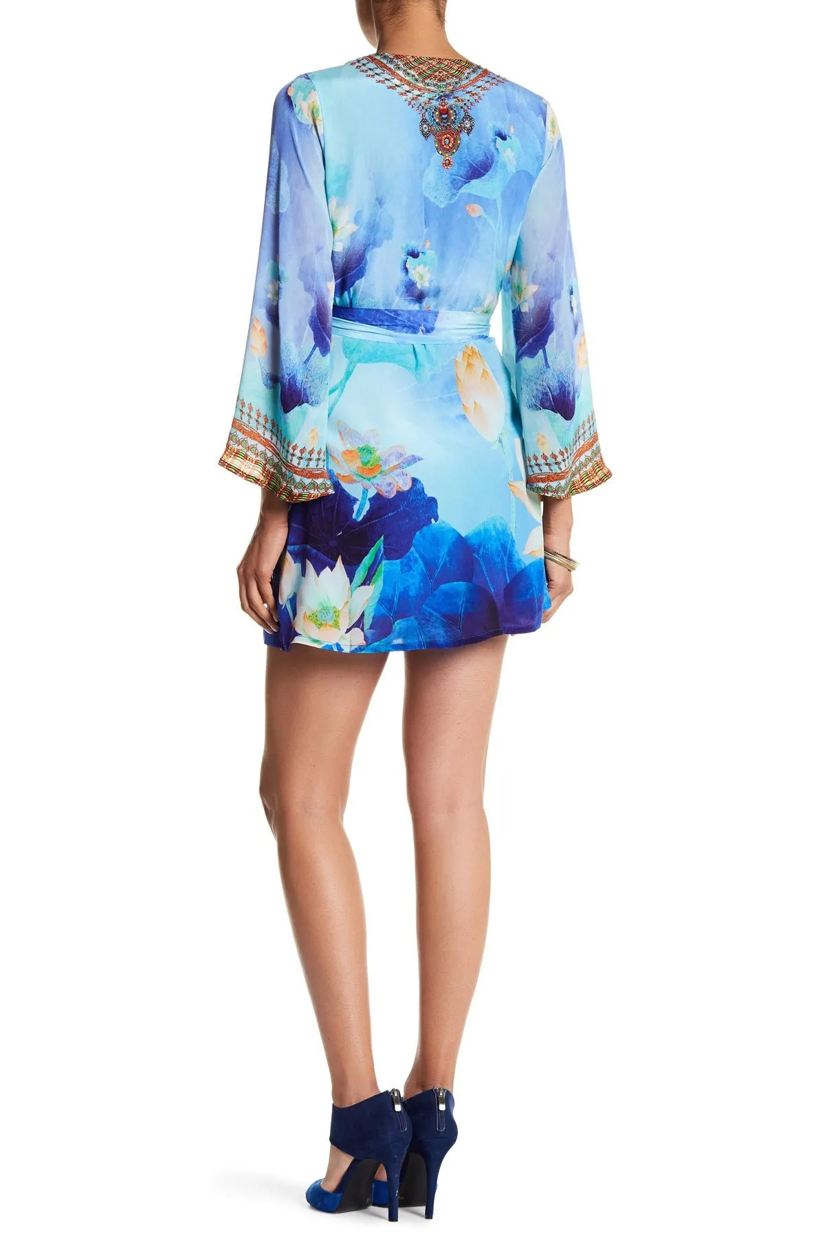 V Neck Floral Short Dress