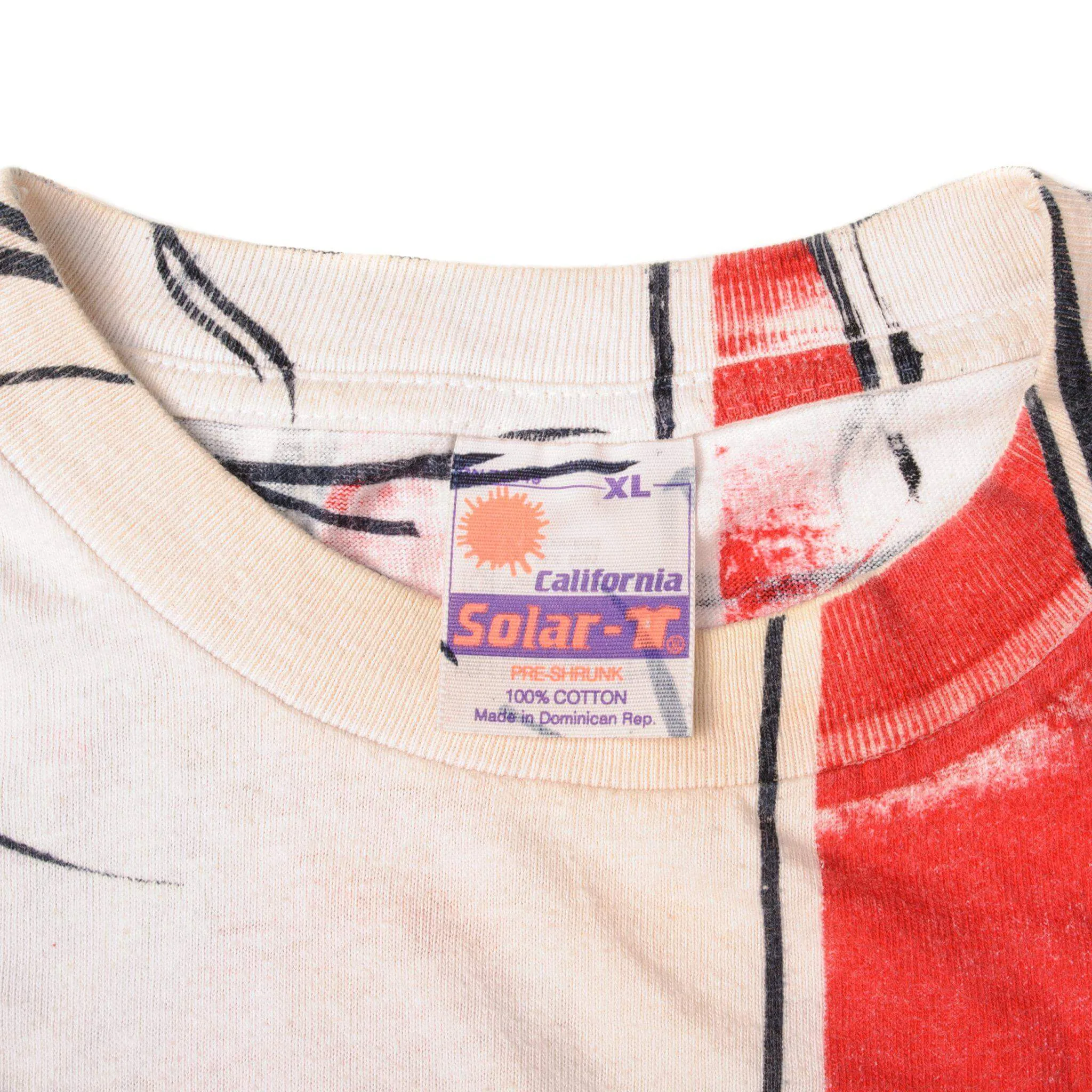 VINTAGE ALL OVER PRINT GRAPHIC TEE SHIRT ARTIST 1990s SIZE XL