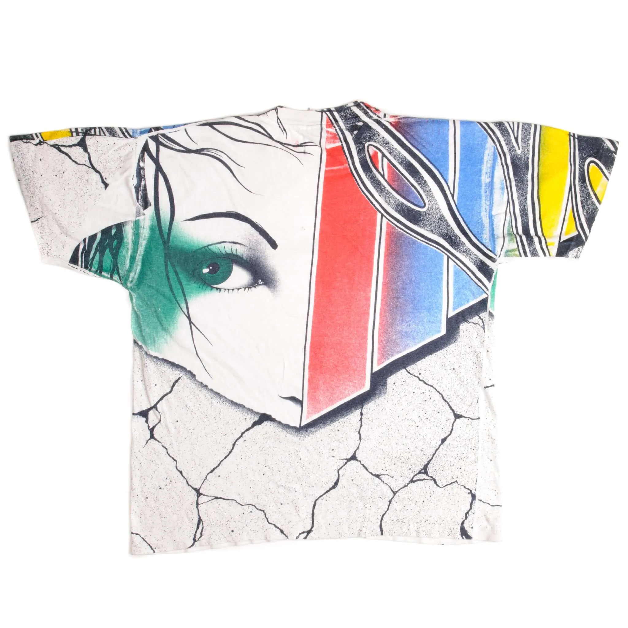 VINTAGE ALL OVER PRINT GRAPHIC TEE SHIRT ARTIST 1990s SIZE XL