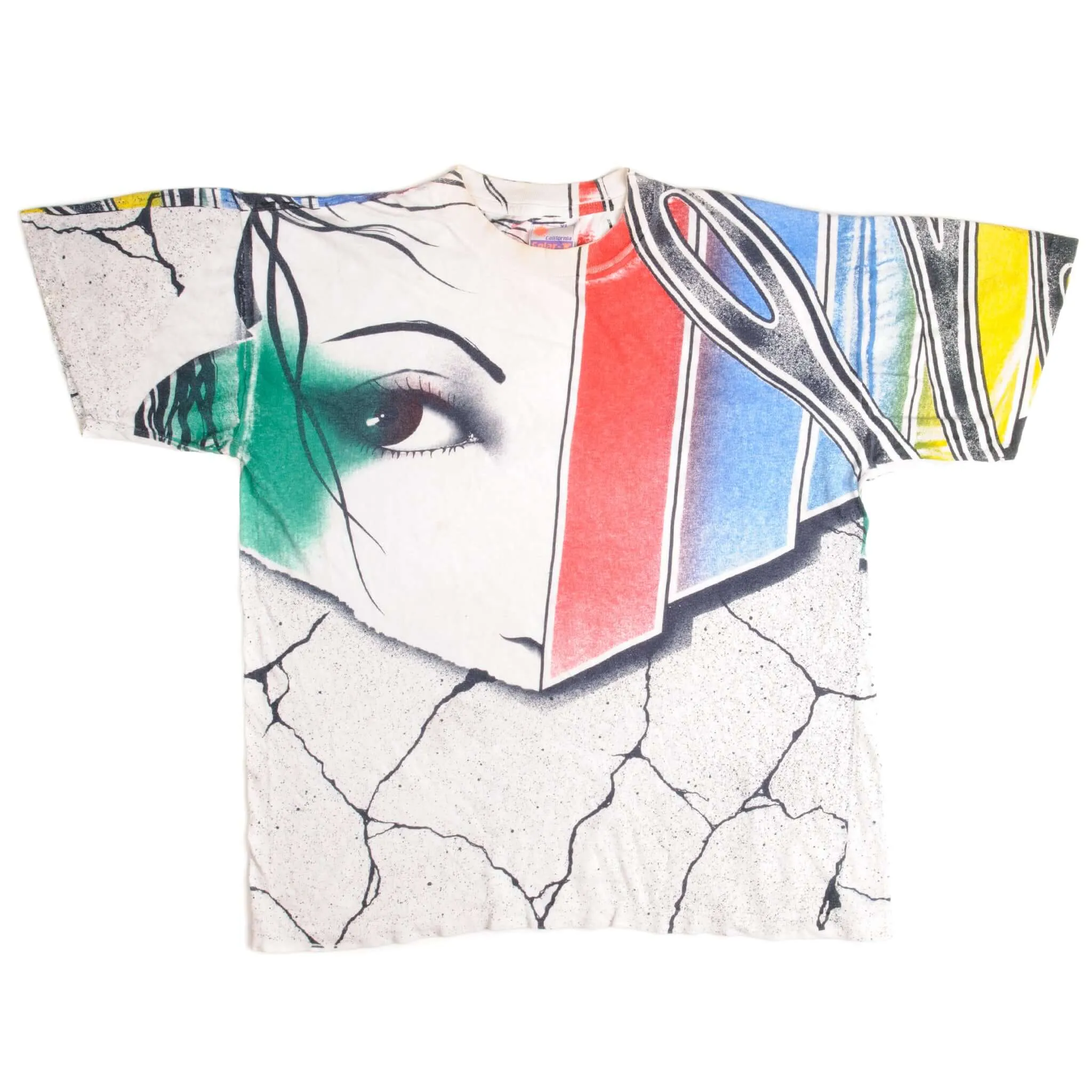VINTAGE ALL OVER PRINT GRAPHIC TEE SHIRT ARTIST 1990s SIZE XL