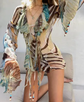 Vintage Cavalli Ruffled Silk Mini Dress/Blouse