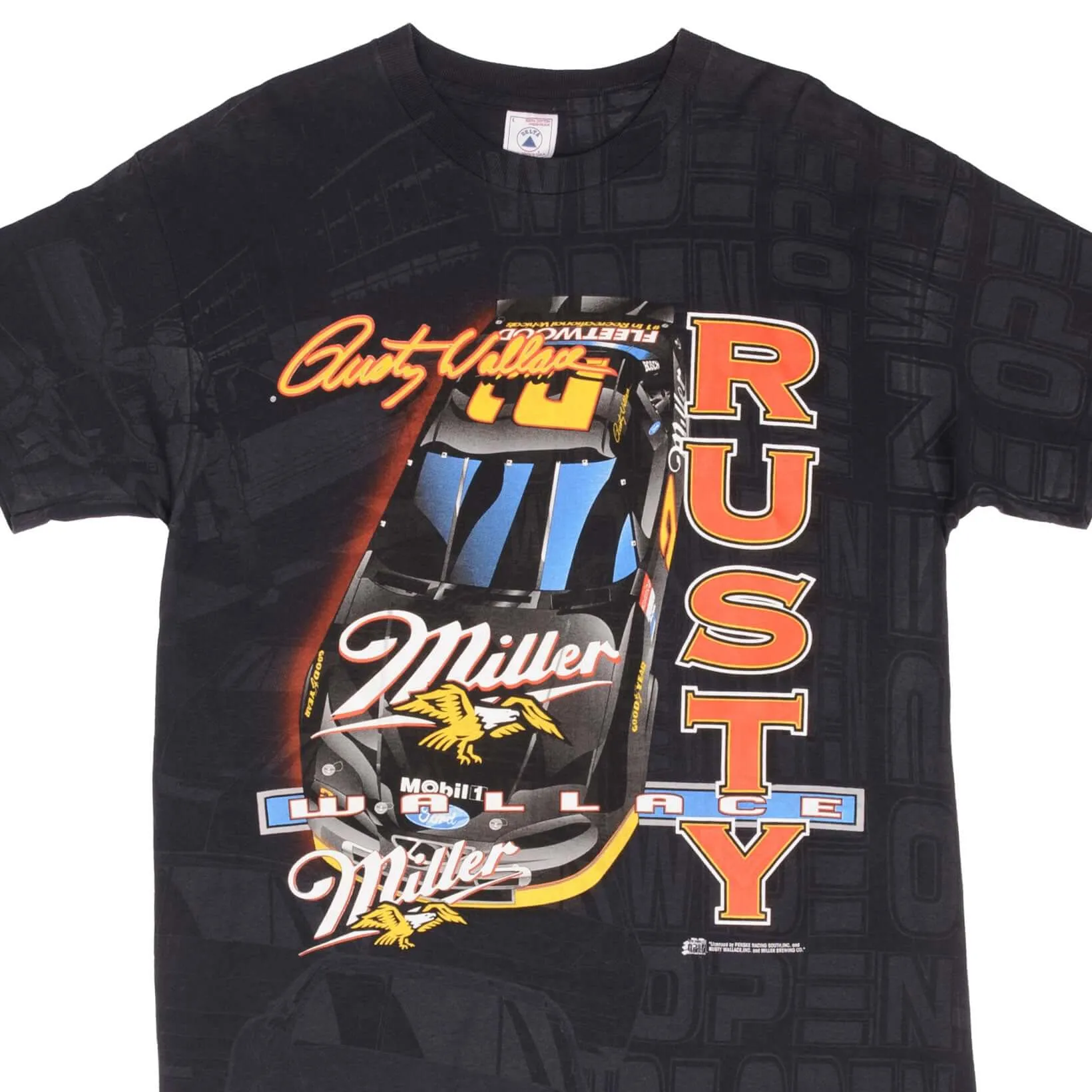 VINTAGE NASCAR ALL OVER PRINT RUSTY WALLACE 1990S TEE SHIRT LARGE