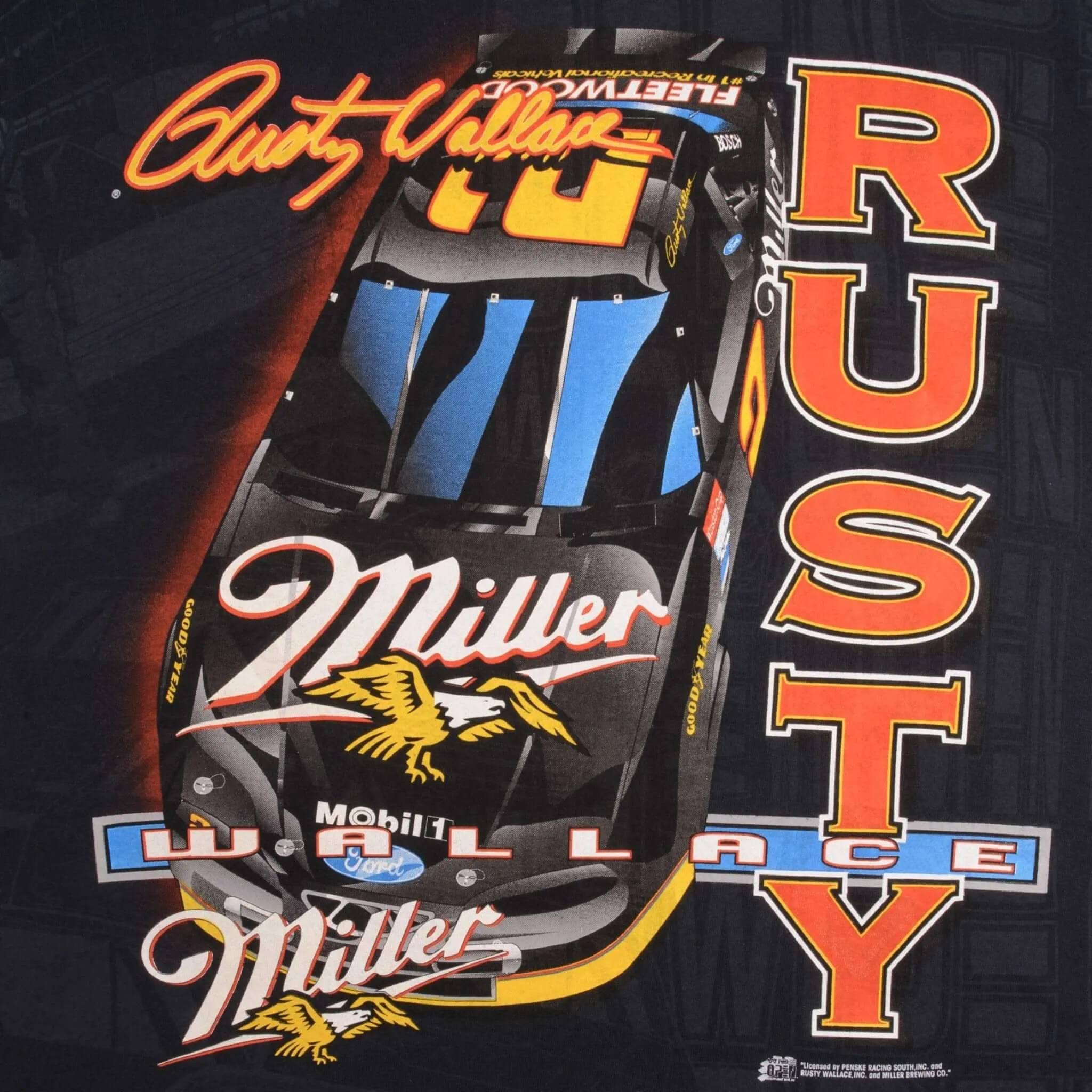 VINTAGE NASCAR ALL OVER PRINT RUSTY WALLACE 1990S TEE SHIRT LARGE