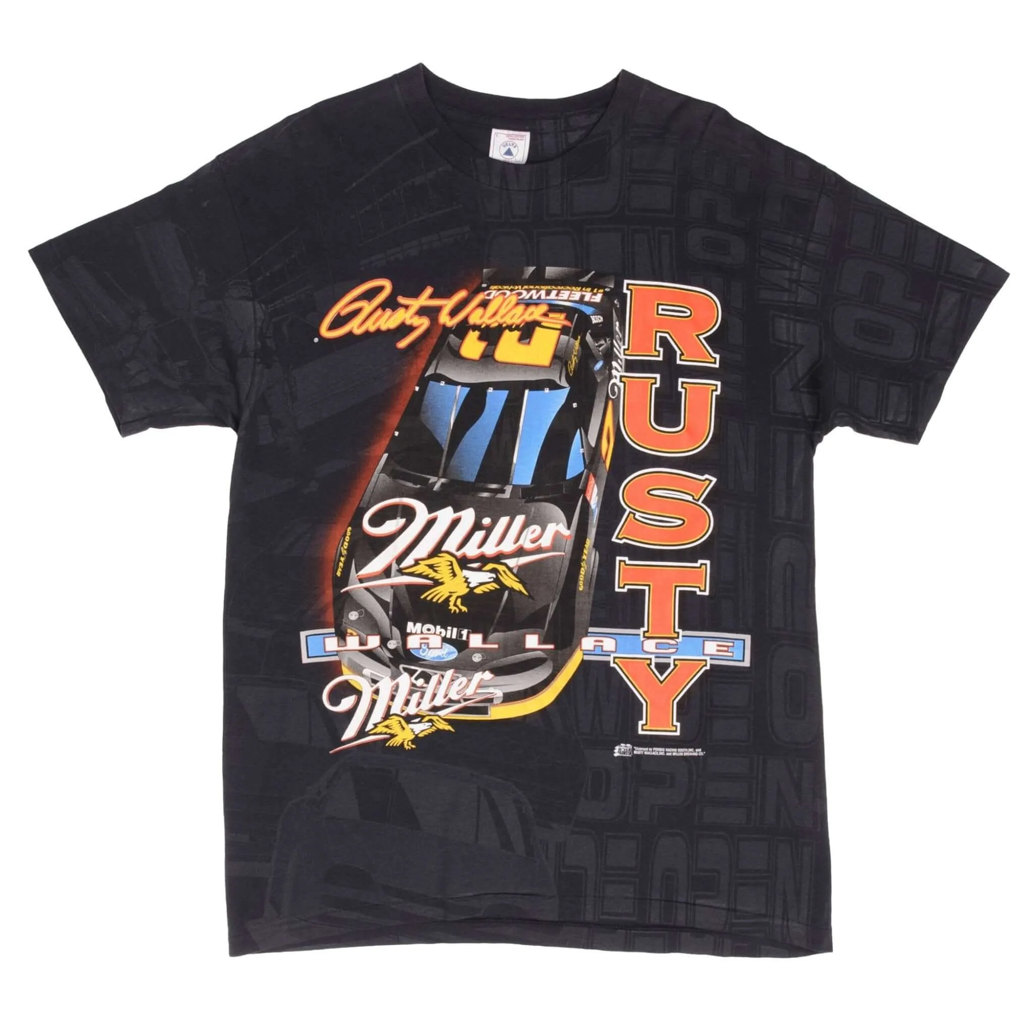 VINTAGE NASCAR ALL OVER PRINT RUSTY WALLACE 1990S TEE SHIRT LARGE