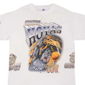VINTAGE NCAA GEORGETOWN UNIVERSITY HOYAS ALL OVER PRINT TEE SHIRT 1990S SIZE XL