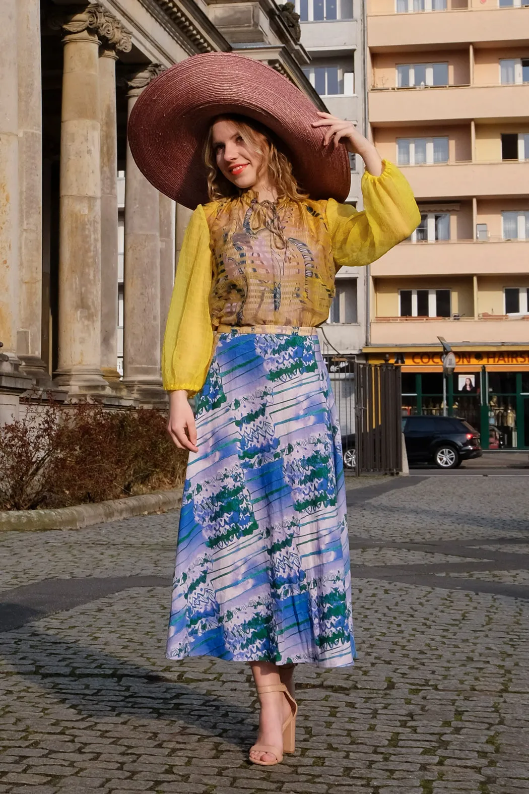 Yellow Blouse with Ruffled Collar