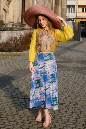 Yellow Blouse with Ruffled Collar