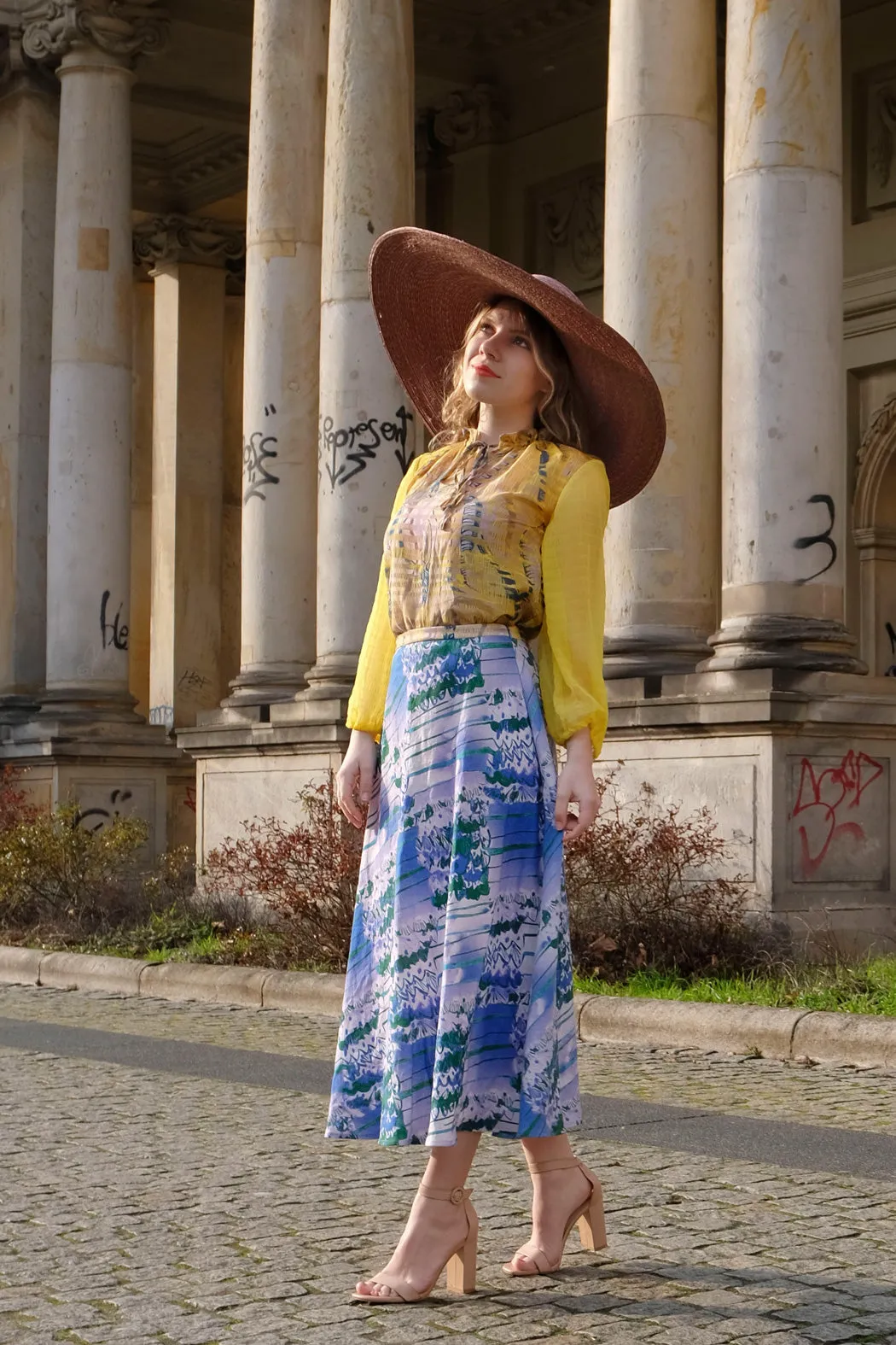 Yellow Blouse with Ruffled Collar