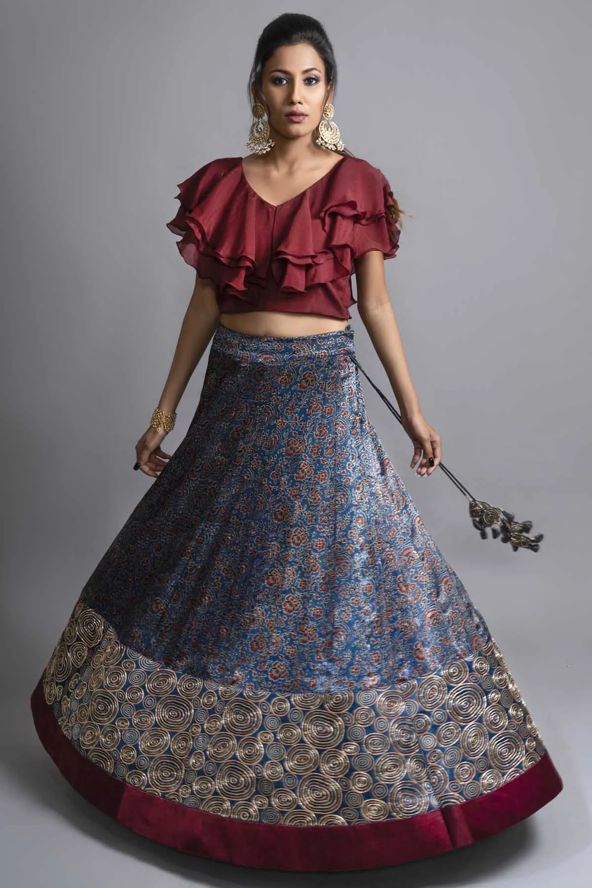 Zardozi Panelled Lehenga Set